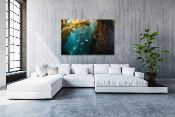 Modern living room with Halfmoons in the Kelp on the wall
