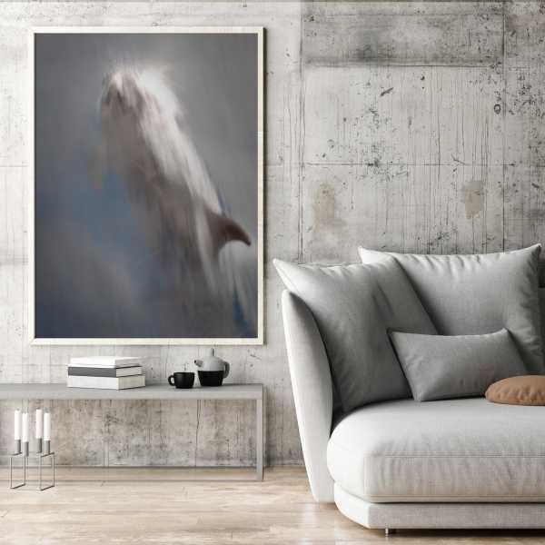 Modern living room with Dolphin in Motion on the wall